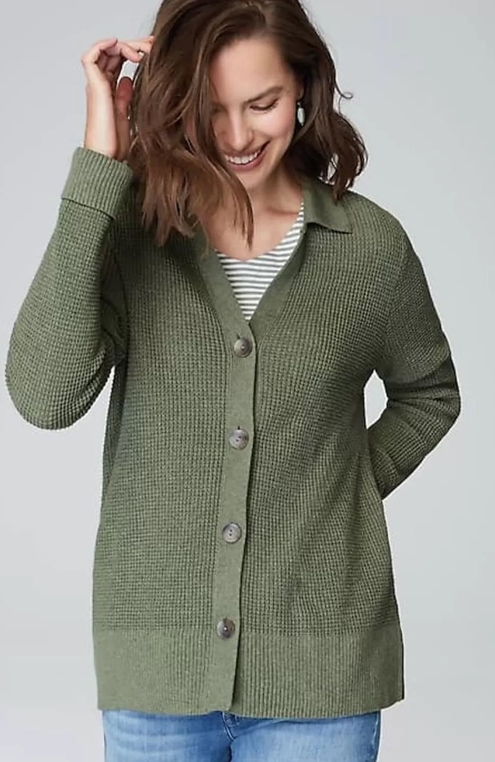 Collared Button-Front Textured Cardi | Jjill | J.Jill Store