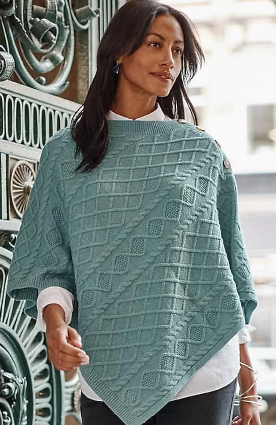 Cozy Cable-Knit Asymmetric Poncho | Jjill | J.Jill New
