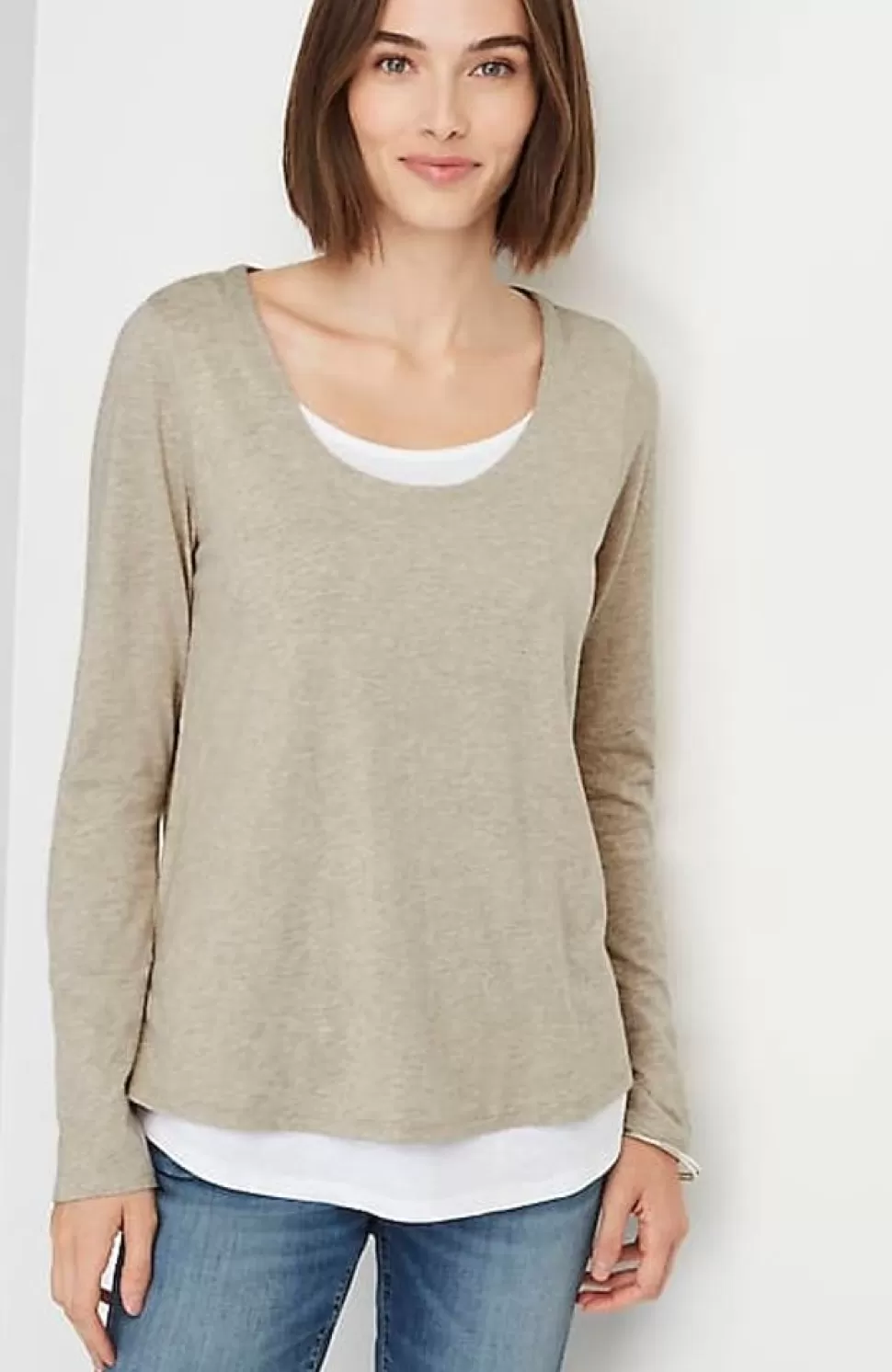 Double-Layer Scoop-Neck Tee | Jjill | J.Jill New