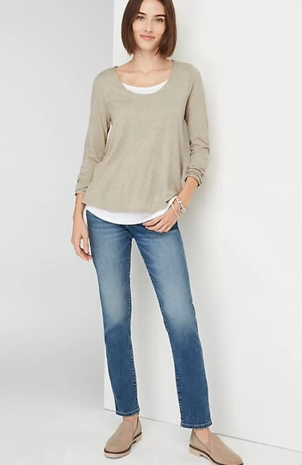 Double-Layer Scoop-Neck Tee | Jjill | J.Jill New