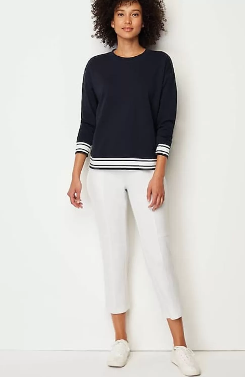 Fit Elevate Terry Striped-Hem Pullover | Jjill | J.Jill Outlet